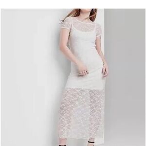 Wild Fable White Lace Midi Dress